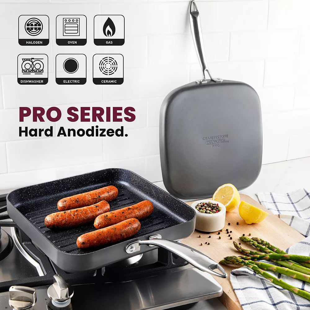 Granitestone Diamond Pro 2-pc. Hard-Anodized Nonstick Grill & Griddle Pan Set 7 Granitestone Diamond Pro 2-pc. Hard-Anodized Nonstick Grill & Griddle Pan Set - Image 5