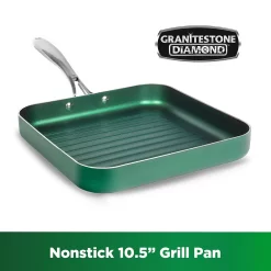 Granitestone Diamond Emerald Green 10.5-in. Grill Pan 9 Granitestone Diamond Emerald Green 10.5-in. Grill Pan -Home-Kitchen 5719145 ALT2