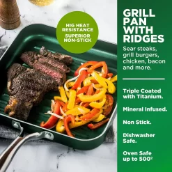 Granitestone Diamond Emerald Green 10.5-in. Grill Pan 10 Granitestone Diamond Emerald Green 10.5-in. Grill Pan -Home-Kitchen 5719145 ALT4