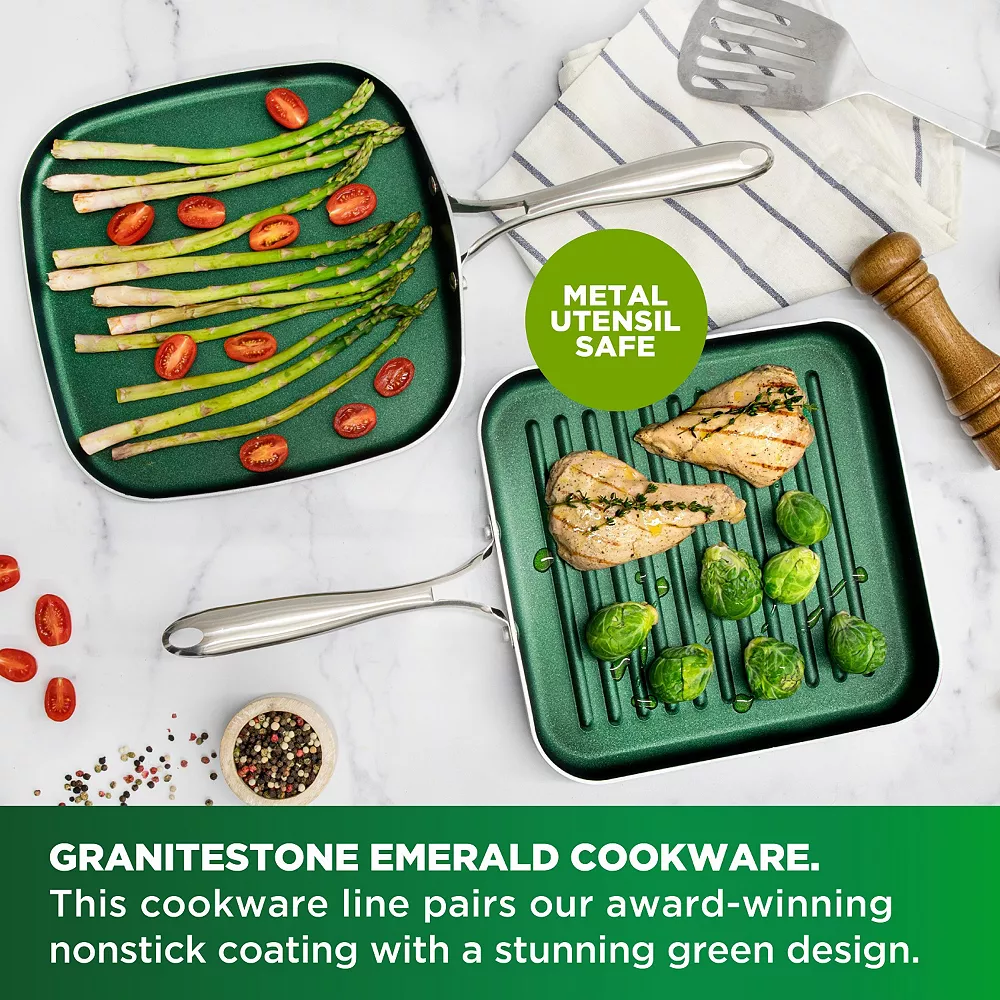 Granitestone Diamond Emerald Green 10.5-in. Grill Pan 7 Granitestone Diamond Emerald Green 10.5-in. Grill Pan - Image 5