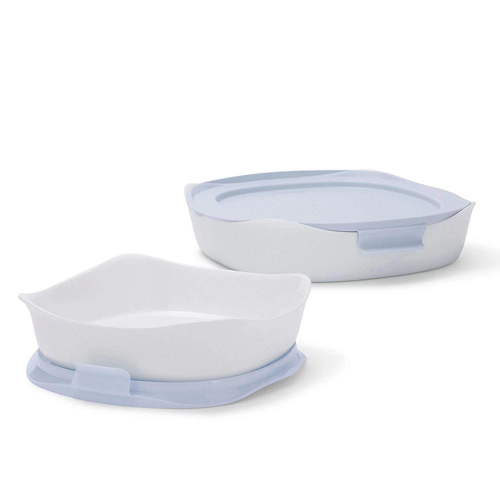 Rubbermaid DuraLite Glass Bakeware, 4-Piece Set With Lids, Baking Dishes Or Casserole Dishes, 1.75-Quart And 0.97-Quart Square (with Lids) 3 Rubbermaid DuraLite Glass Bakeware, 4-Piece Set With Lids, Baking Dishes Or Casserole Dishes, 1.75-Quart And 0.97-Quart Square (with Lids)