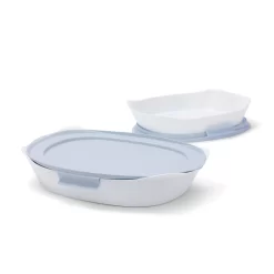 Rubbermaid DuraLite Glass Bakeware, 4-Piece Set, Baking Dishes Or Casserole Dishes, 2.5-Quart And 1.5-Quart (with Lids)