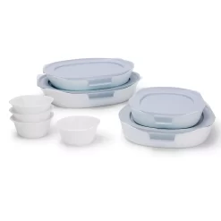 Rubbermaid DuraLite Glass Bakeware, 12-Piece Set, Baking Dishes, Casserole Dishes, And Ramekins, Assorted Sizes (with Lids)