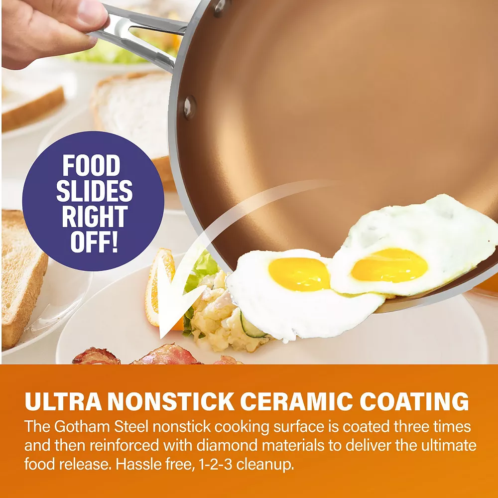 Gotham Steel 3-pc. Ti-Ceramic Nonstick Frypan Set 8 Gotham Steel 3-pc. Ti-Ceramic Nonstick Frypan Set - Image 6