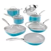Gotham Steel Aqua Blue 12-pc. Ti-Ceramic Nonstick Cookware Set -Home-Kitchen 5749632