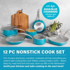 Gotham Steel Aqua Blue 12-pc. Ti-Ceramic Nonstick Cookware Set -Home-Kitchen 5749632 ALT3