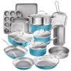 Gotham Steel Aqua Blue 20-pc. Ti-Ceramic Nonstick Cookware & Bakeware Set -Home-Kitchen 5749633