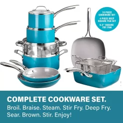 Gotham Steel Aqua Blue 20-pc. Ti-Ceramic Nonstick Cookware & Bakeware Set -Home-Kitchen 5749633 ALT3