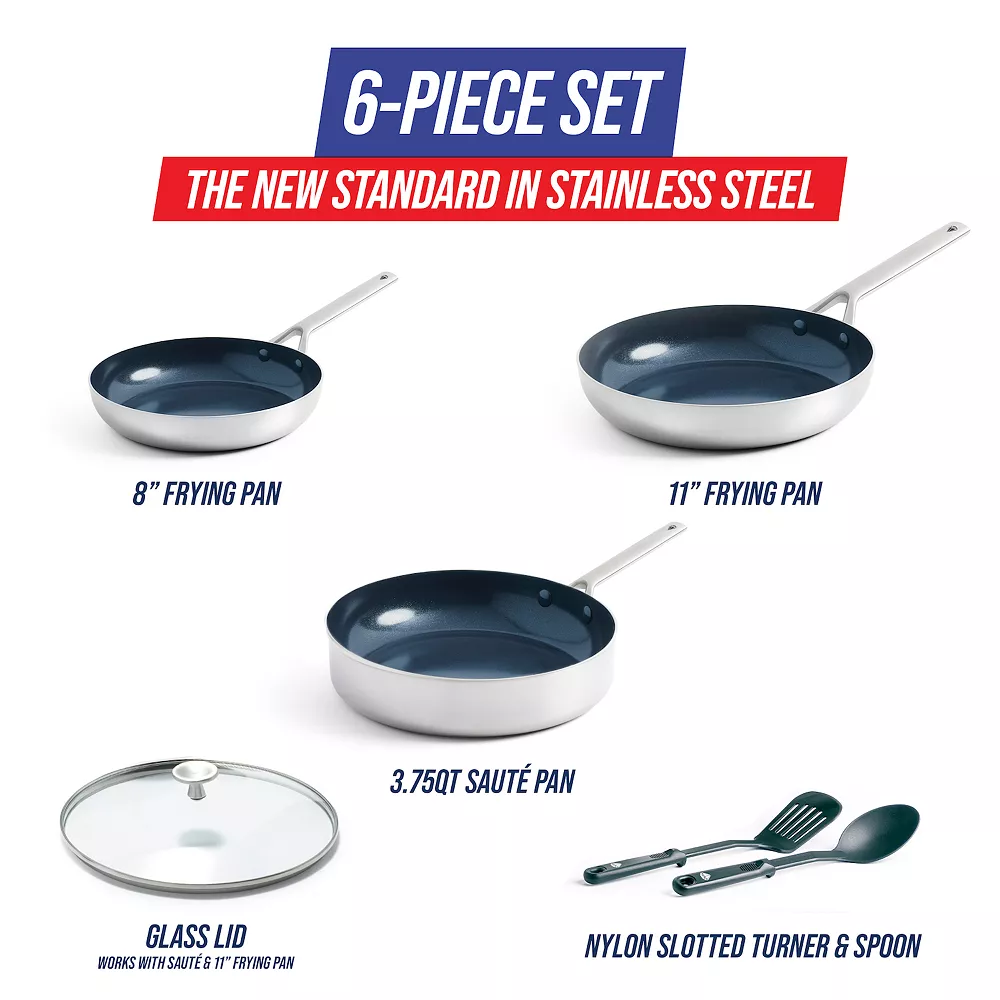 Blue Diamond Tri-Ply Stainless Steel Ceramic Nonstick 6-pc. Cookware Set 6 Blue Diamond Tri-Ply Stainless Steel Ceramic Nonstick 6-pc. Cookware Set - Image 4