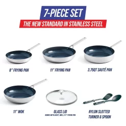 Blue Diamond Tri-Ply Stainless Steel Ceramic Nonstick 7-pc. Cookware Set -Home-Kitchen 5826384 ALT5