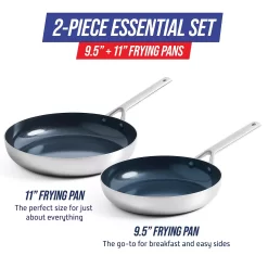 Blue Diamond Tri-Ply Stainless Steel Ceramic Nonstick Frypan Skillet Set 11 Blue Diamond Tri-Ply Stainless Steel Ceramic Nonstick Frypan Skillet Set -Home-Kitchen 5826390 ALT5