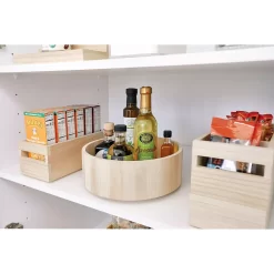 IDesign EcoWood Natural Paulownia Wood Turntable Organizer -Home-Kitchen 5829118 ALT4