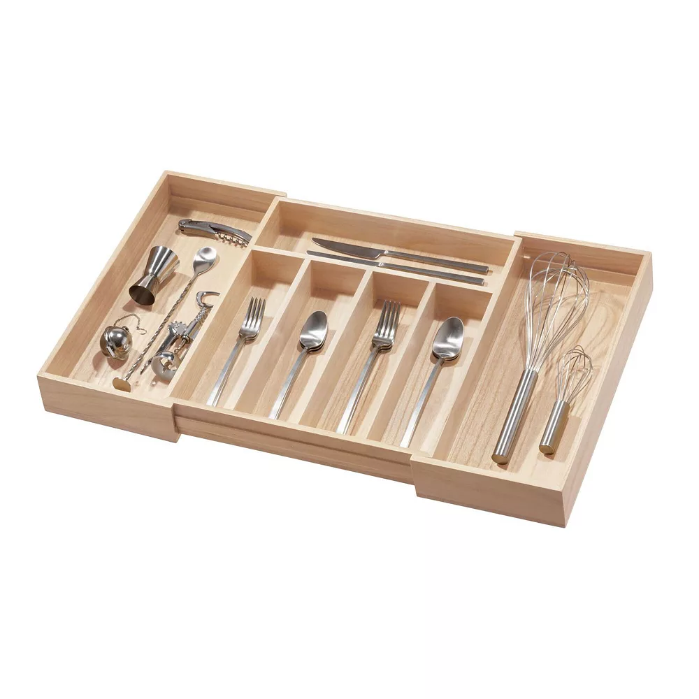 IDesign EcoWood Natural Paulownia Wood Expandable Flatware Tray 4 IDesign EcoWood Natural Paulownia Wood Expandable Flatware Tray - Image 2