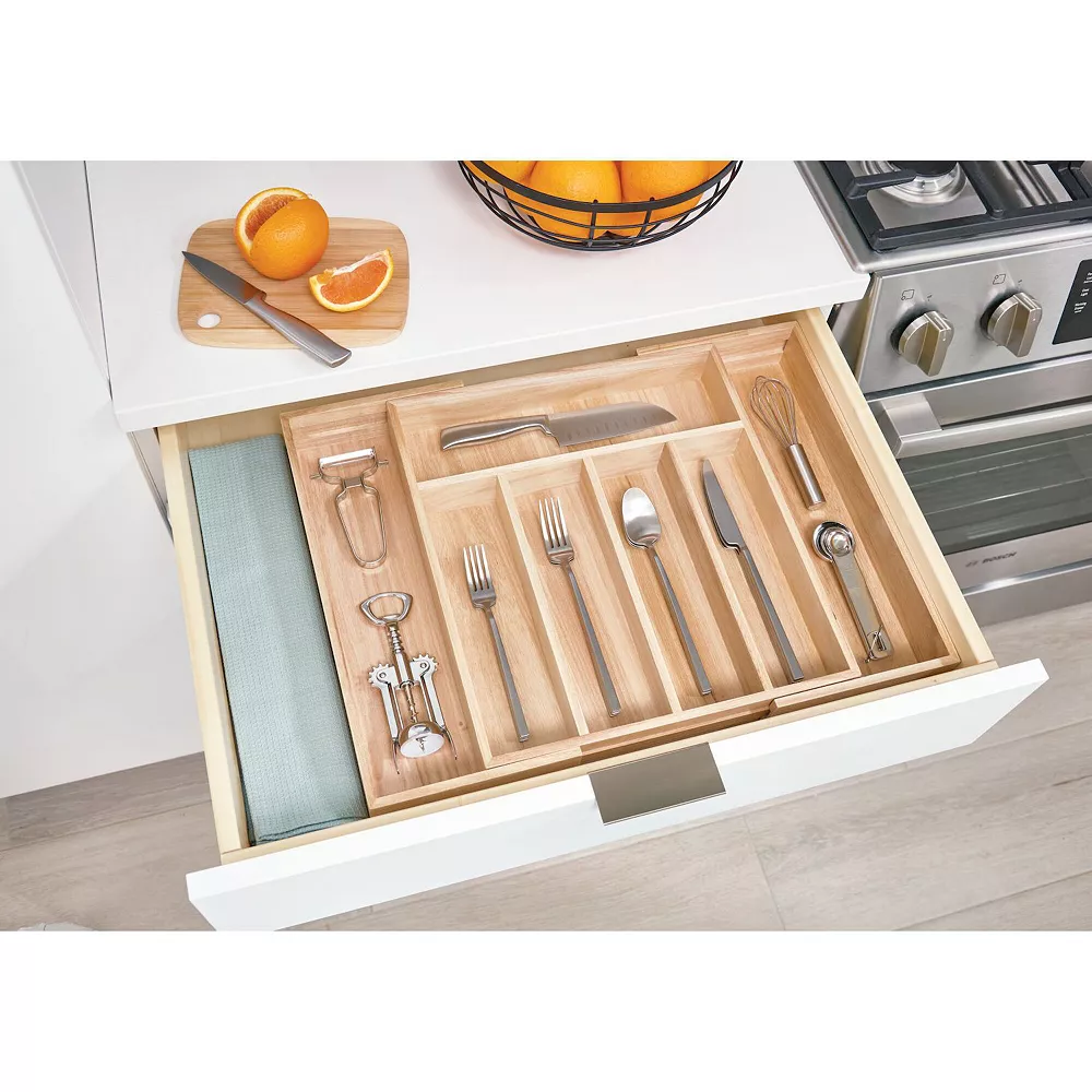 IDesign EcoWood Natural Paulownia Wood Expandable Flatware Tray 5 IDesign EcoWood Natural Paulownia Wood Expandable Flatware Tray - Image 3