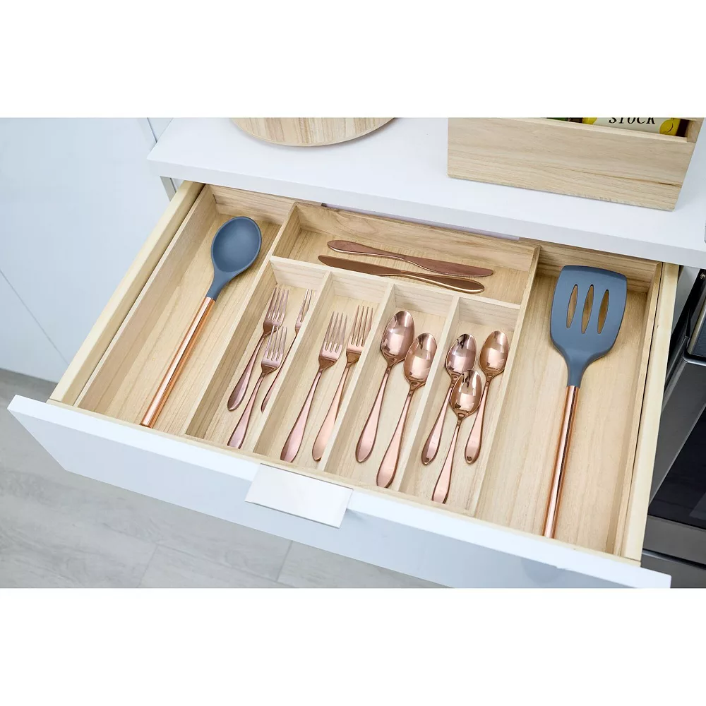 IDesign EcoWood Natural Paulownia Wood Expandable Flatware Tray 7 IDesign EcoWood Natural Paulownia Wood Expandable Flatware Tray - Image 5