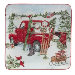 Certified International Red Truck Snowman 4-pc. Dessert Plate Set -Home-Kitchen 5829251 ALT3