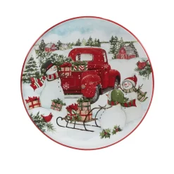 Certified International Red Truck Snowman 4-pc. Canape Plate Set -Home-Kitchen 5829258 ALT2