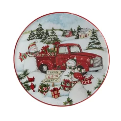 Certified International Red Truck Snowman 4-pc. Canape Plate Set -Home-Kitchen 5829258 ALT4