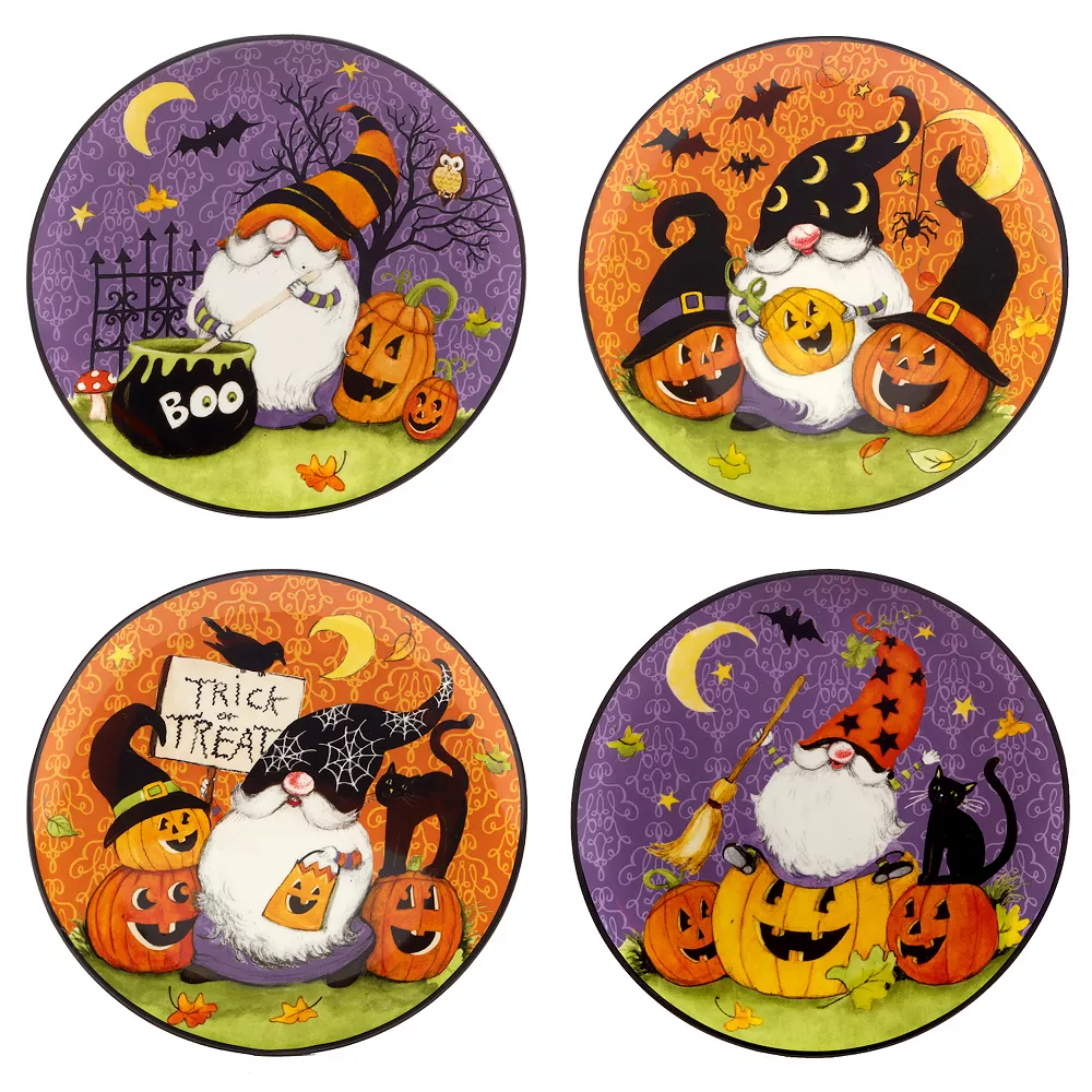 Certified International Halloween Gnomes 4-pc. Dessert Plate Set 3 Certified International Halloween Gnomes 4-pc. Dessert Plate Set