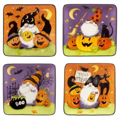 Certified International Halloween Gnomes 4-pc. Canape Plate Set