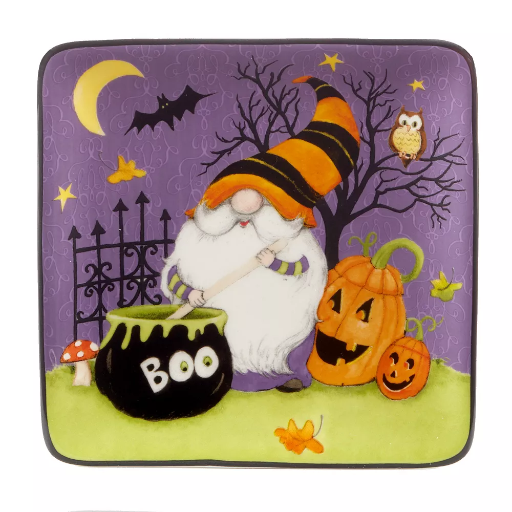 Certified International Halloween Gnomes 4-pc. Canape Plate Set 5 Certified International Halloween Gnomes 4-pc. Canape Plate Set - Image 3