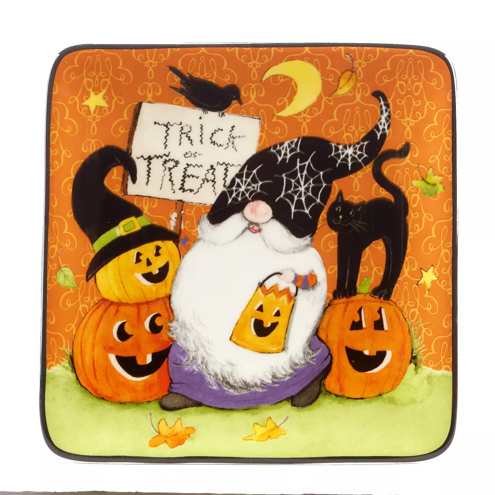 Certified International Halloween Gnomes 4-pc. Canape Plate Set 6 Certified International Halloween Gnomes 4-pc. Canape Plate Set - Image 4