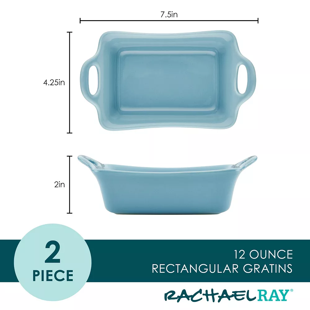 Rachael Ray Ceramics 2-pc. Rectangular Au Gratin Set 4 Rachael Ray Ceramics 2-pc. Rectangular Au Gratin Set - Image 2
