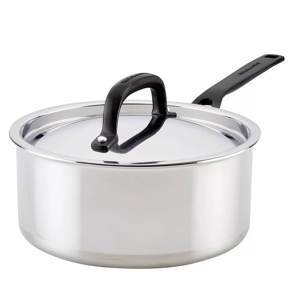 KitchenAid 5-Ply Clad Stainless Steel 3-qt. Saucepan With Lid 3 KitchenAid 5-Ply Clad Stainless Steel 3-qt. Saucepan With Lid