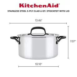 KitchenAid 5-Ply Clad Stainless Steel 6-qt. Stockpot With Lid -Home-Kitchen 5870455 ALT