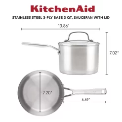 KitchenAid 3-Ply Base Stainless Steel 3-qt. Saucepan With Lid -Home-Kitchen 5870476 ALT5