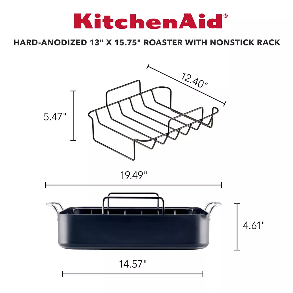 KitchenAid Hard-Anodized Roaster With Removable Nonstick Rack 3 KitchenAid Hard-Anodized Roaster With Removable Nonstick Rack - Image 2
