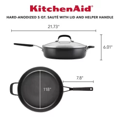 KitchenAid Hard-Anodized Nonstick 5-qt. Saute Pan With Lid 12 KitchenAid Hard-Anodized Nonstick 5-qt. Saute Pan With Lid -Home-Kitchen 5870481 ALT4