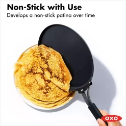 OXO Obsidian Pre-Seasoned Carbon Steel 10-in. Induction Crepe Pan With Removable Silicone Handle Holder 11 OXO Obsidian Pre-Seasoned Carbon Steel 10-in. Induction Crepe Pan With Removable Silicone Handle Holder -Home-Kitchen 5918370 ALT4