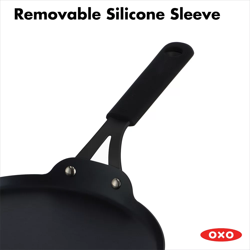 OXO Obsidian Pre-Seasoned Carbon Steel 10-in. Induction Crepe Pan With Removable Silicone Handle Holder 7 OXO Obsidian Pre-Seasoned Carbon Steel 10-in. Induction Crepe Pan With Removable Silicone Handle Holder - Image 5