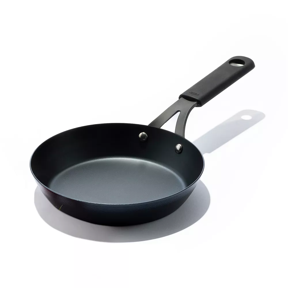 OXO Obsidian Pre-Seasoned Carbon Steel 8-in. Non-Stick Frypan Skillet With Removable Silicone Handle Holder 3 OXO Obsidian Pre-Seasoned Carbon Steel 8-in. Non-Stick Frypan Skillet With Removable Silicone Handle Holder