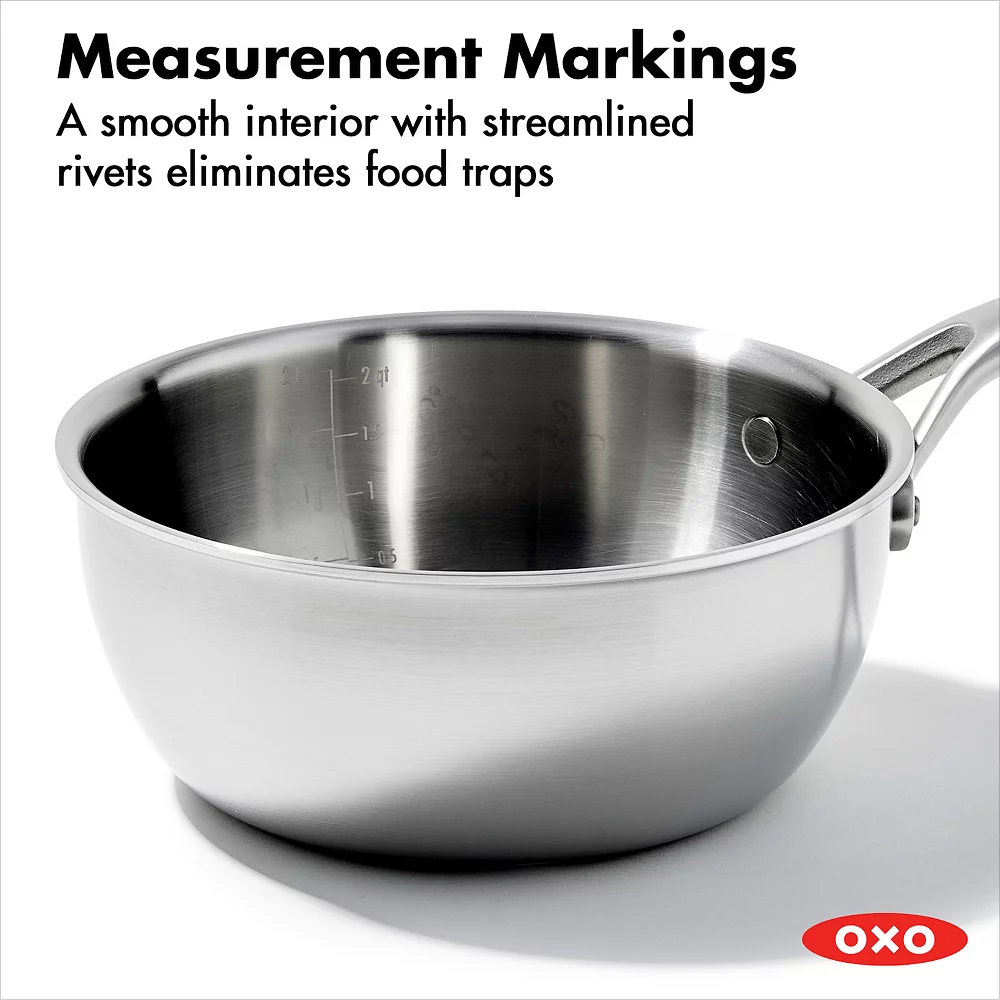 OXO Mira Tri-Ply Stainless Steel 2.5-qt. Chef's Pan With Lid 6 OXO Mira Tri-Ply Stainless Steel 2.5-qt. Chef's Pan With Lid - Image 4