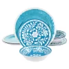 Elama Telly 12 Piece Melamine Dinnerware Set In Teal -Home-Kitchen 5959354