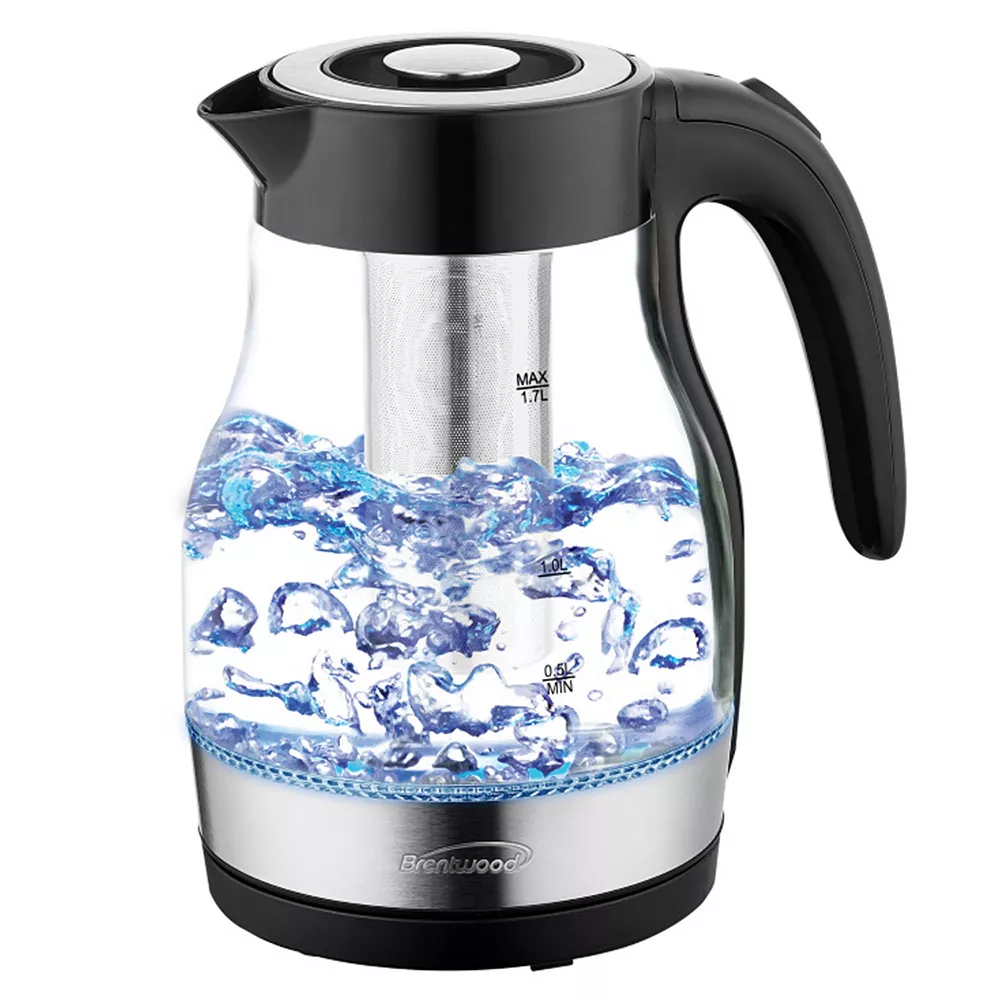 Brentwood Glass 1.7 Liter Electric Kettle With Tea Infuser In Black 3 Brentwood Glass 1.7 Liter Electric Kettle With Tea Infuser In Black