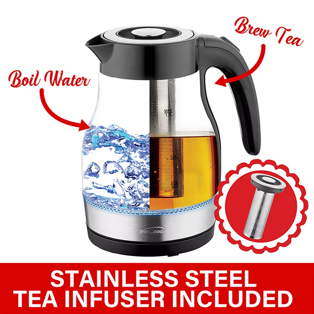 Brentwood Glass 1.7 Liter Electric Kettle With Tea Infuser In Black 5 Brentwood Glass 1.7 Liter Electric Kettle With Tea Infuser In Black - Image 3