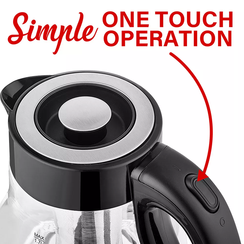 Brentwood Glass 1.7 Liter Electric Kettle With Tea Infuser In Black 6 Brentwood Glass 1.7 Liter Electric Kettle With Tea Infuser In Black - Image 4