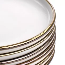Elama Paul 6 Piece Stoneware Salad Plate Set In Matte Black With Gold Rim 8 Elama Paul 6 Piece Stoneware Salad Plate Set In Matte Black With Gold Rim -Home-Kitchen 5959701 ALT2