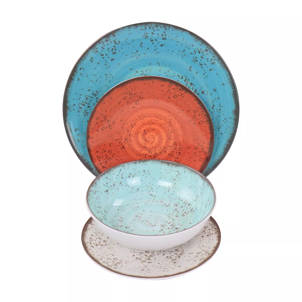 Elama Pryce 12 Piece Melamine Dinnerware Set In Assorted Colors 4 Elama Pryce 12 Piece Melamine Dinnerware Set In Assorted Colors - Image 2