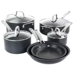 Martha Stewart 10 Piece Nonstick Hard Aluminum Cookware Set In Matte Black