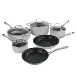 Martha Stewart Lockton 10 Piece Aluminum Nonstick Cookware Set In White