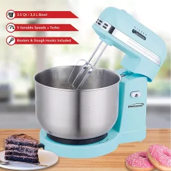 Brentwood 5 Speed Stand Mixer With 3.5 Quart Stainless Steel Mixing Bowl In Blue -Home-Kitchen 5959898 ALT
