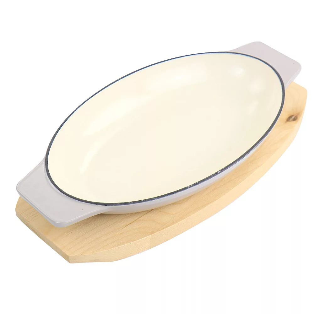 Martha Stewart Enameled Cast Iron 2 Piece Au Gratin Birch Wood Trivet Set 3 Martha Stewart Enameled Cast Iron 2 Piece Au Gratin Birch Wood Trivet Set