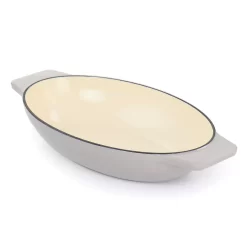 Martha Stewart 2 Piece Enameled Cast Iron Oval Casserole Birch Wood Trivet Set In Taupe -Home-Kitchen 5959970 ALT2