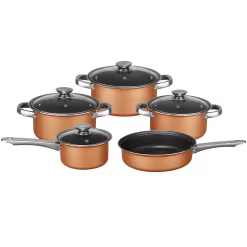Brentwood 9 Piece Aluminum Non Stick Cookware Set In Copper