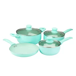 Brentwood 7 Piece Nonstick Aluminum Cookware Set In Blue