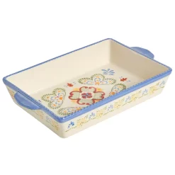 Laurie Gates Tierra Hand Painted 2 Piece 3.9 Qt And 1.6 Qt Rectangular Bakeware Set -Home-Kitchen 5960775 ALT2